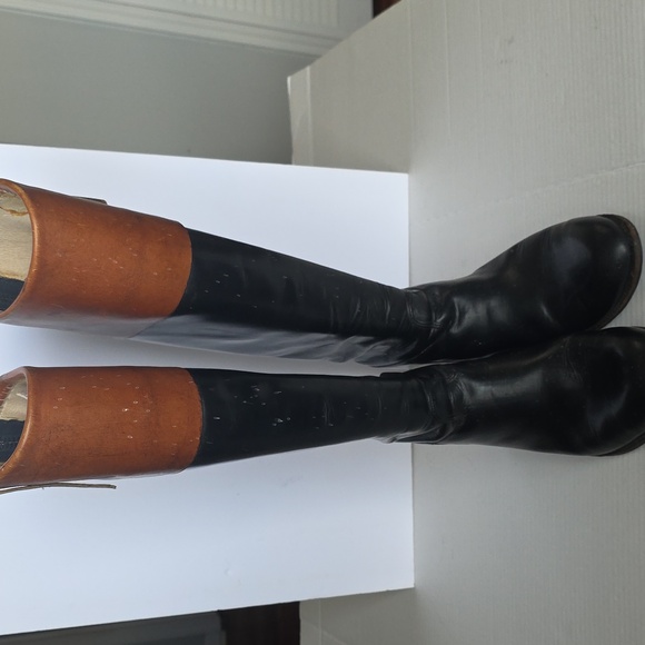 Two-Tone Leather Riding Boots - Picture 2 of 16